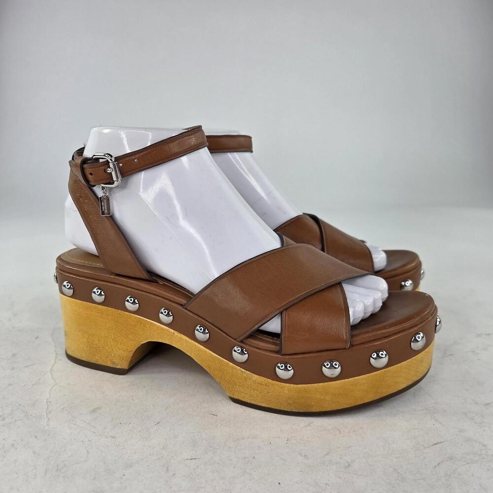 Coach Astor Studded Platform Wedge Sandals Heels 7 B - Picture 4 of 11